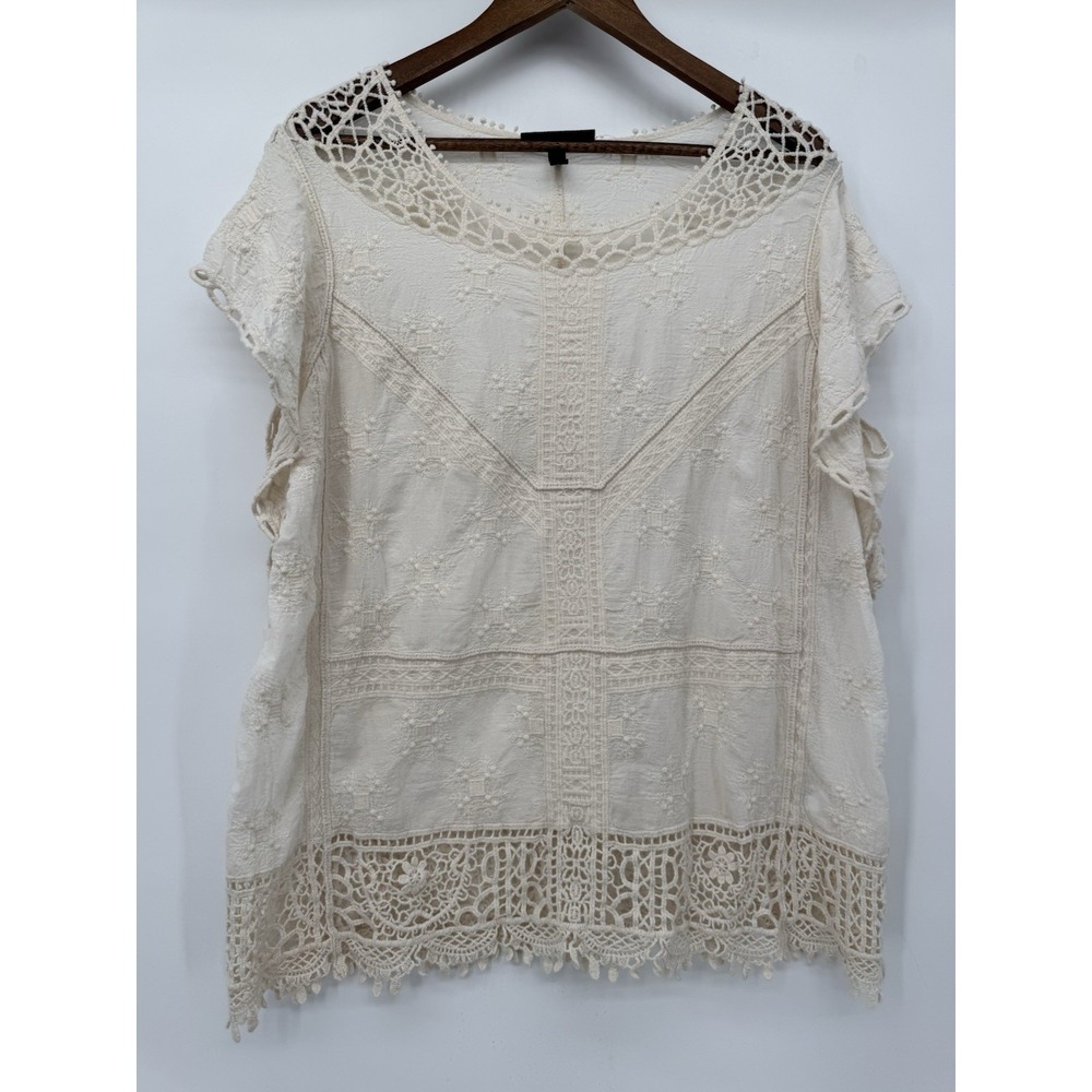 Lane Bryant Crochet Lace Top 14 Boho Cottagecore Romantic Festival Spring - Picture 6 of 9